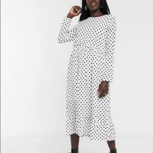 Women's ASOS Daisy Street Midaxi Smock Dress in Polka dot-White - US 12/L